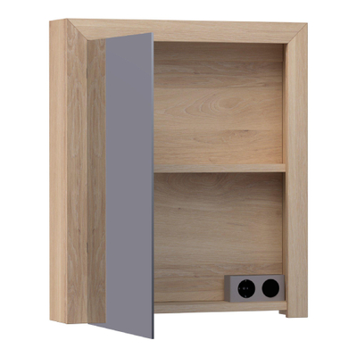 BRAUER Rise spiegelkast – 59x70x15 cm – zonder verlichting – linksdraaiende – Eiken naturel