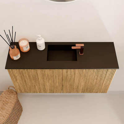 Mondiaz JOYA 80cm meuble de toilette - couleur Chêne - Vasque FAYE position Milieu 1 trou de robinet couleur Urban