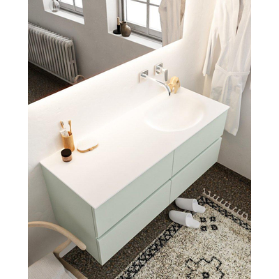 Mondiaz VICA ensemble de meuble de salle de bain - 120cm - meuble sous-vasque greey - 4 tiroirs - lavabo moon droite - sans trou de robinet XL version 60cm haut