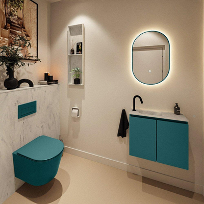 MONDIAZ TURE-DLUX Meuble toilette - 60cm - Smag - EDEN - vasque Opalo - position gauche - 1 trou de robinet