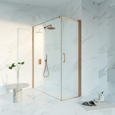 Fortifura Galeria Cabine de douche - 60x160x200 - Verre de sécurité profilé - anticalcaire - Cuivre brossé PVD (Cuivre)