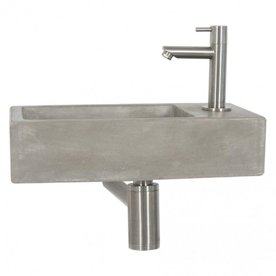 Differnz Juti fonteinset – 38.5x18.5x9 cm – beton grijs – chromen kraan