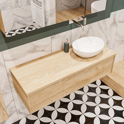 Mondiaz LUSH Meuble salle de bains avec 1 tiroir lavabo BARCO 120x30x45cm Droite sans trou de robinet Washed oak