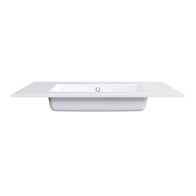 Arcqua Mira Lavabo encastré - 91x46x1.5cm - vasque simple - sans trou de robinet - marbre de synthèse - blanc brillant