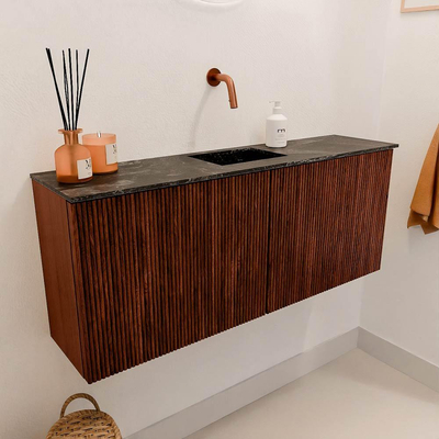 Mondiaz JOYA-DLUX 100cm meuble de salle de bains - couleur Ruby - Vasque FAYE position Milieu Sans trou de robinet couleur Lava.