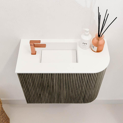 Mondiaz JOYA 51.6cm toiletmeubel - ronding rechts kleur Shadow - Wastafel FAYE positie Links 1 kraangat kleur Talc.