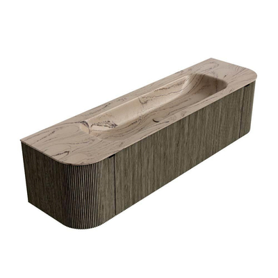 MONDIAZ KURVE-DLUX Meuble de salle de bains 170cm arrondi Gauche + Droite couleur Shadow avec 1 tiroir et 2 portes. Lavabo BIG LARGE Central 1 trou de robinet Arena.