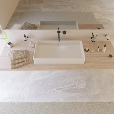 Ideavit Solidtop Vasque à poser 80x40x15cm rectangulaire 0 trous de robinet 1 cuve Solid surface blanc