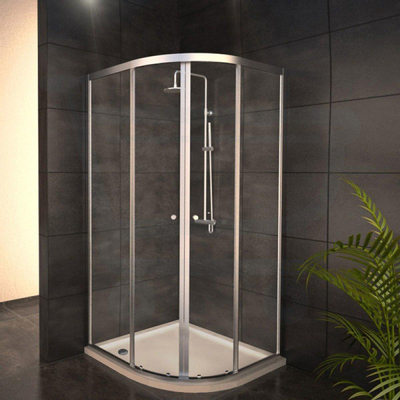 Adema Glass Cabine de douche Quart de rond avec 2 portes coulissantes 100x100x185cm vitre claire avec receveur de douche 4cm