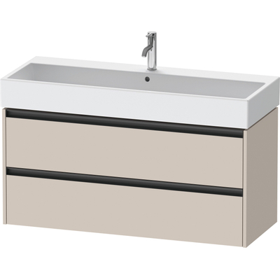 Duravit Ketho.2 Wastafelonderbouwkast - met 2 laden - voor enkele wastafel - 118.4x46x54.9cm - met grepen antraciet - taupe mat