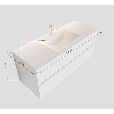 MONDIAZ VICA Badkamermeubelset - 120cm- onderkast army- 2 lades - wastafel cloud midden - 1 kraangat - XL versie 60cm hoog