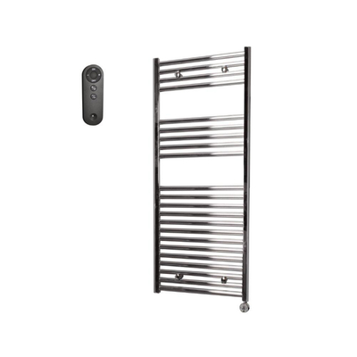 Sanicare HVS Elektrische Radiator - 111.8x60cm - 533W - met afstandsbediening - thermostaat - chroom - rechtsonder - chroom