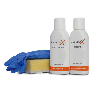 LoooX Clean RVS behandelingskit met spons en handschoenen
