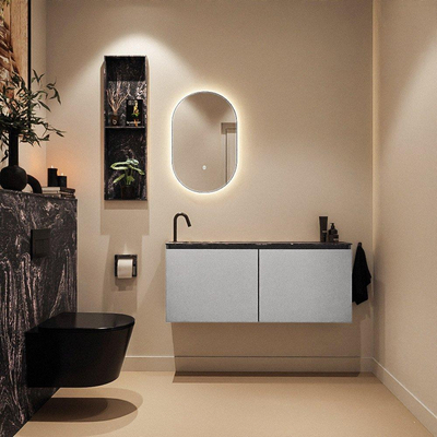 MONDIAZ TURE-DLUX 120cm toiletmeubel Plata. EDEN wastafel Lava positie links. Met 1 kraangat.