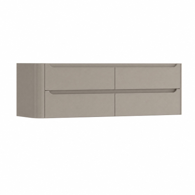 H&R Badmeubelen Juice Wastafelonderkast - 160x45x50cm - linkerhoek afgerond - 4 lades - geïntegreerde greep - Olive