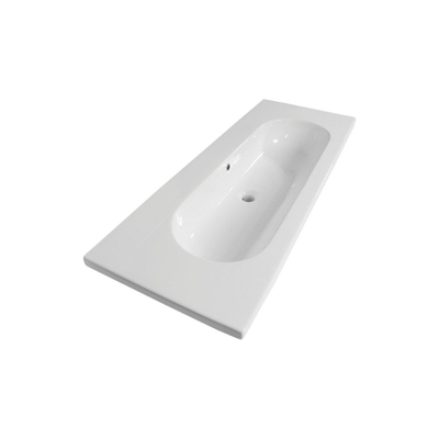 Saniclass Palermo Meuble lavabo - 120x47x3.5cm - trop-plein - 1 lavabo au centre - 1 trou de robinet - céramique - blanc
