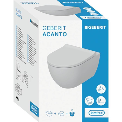 Geberit Acanto Wandclosetpack - diepspoel- turboflush 36x53cm - closetzitting - softclose -quick release - glans wit