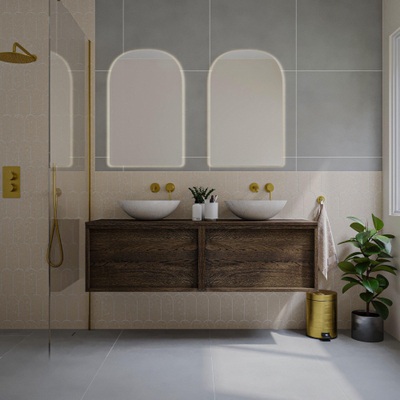 Saniclass Holz Framse Meuble de salle de bains - 140x45x40cm - 2 tiroirs - plan de toilette - Chêne charcoal