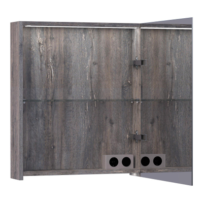 BRAUER Impress Deluxe armoire de toilette - 60x70x15cm - éclairage interne et externe - 1 porte miroir double face à droite Driftwood