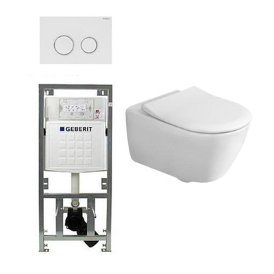 Villeroy et Boch Subway 2.0 Set WC encastrable avec WC suspendu blanc abattant softclose et plaque de commande Sigma20 blanc​