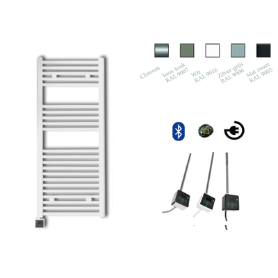 Sanicare Elektrische Design Radiator - 111.8 x 45 cm - 596 Watt - bluetooth - thermostaat chroom linksonder - inox