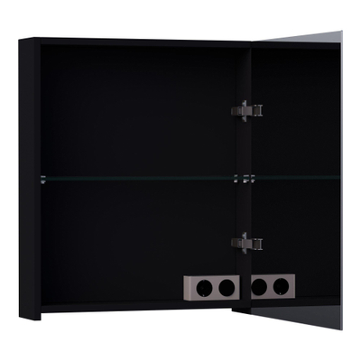 BRAUER Impress armoire de toilette - 60x70x15cm - sans éclairage - avec 1 porte miroir double face pivotante à droite - noir mat