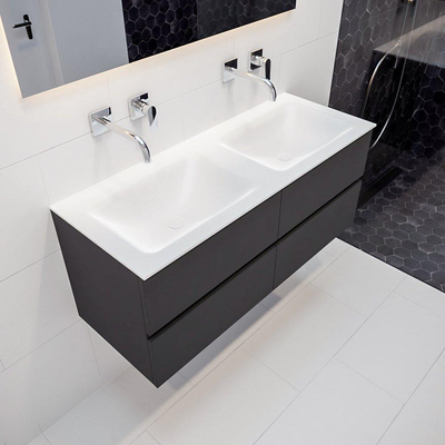 Mondiaz VICA ensemble de meuble de salle de bain - 120cm - meuble sous-vasque gris foncé - 4 tiroirs - lavabo CLOUD double sans trous de robinet - version XL 60cm de haut