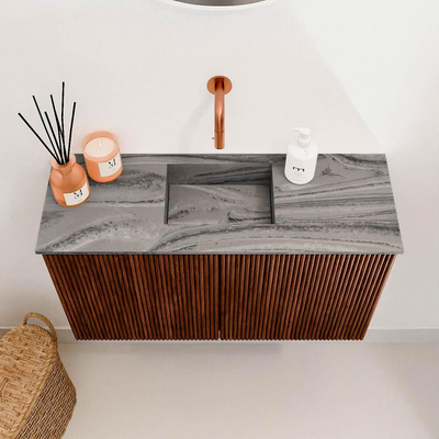 Mondiaz JOYA-DLUX 70cm meuble de salle de bains - couleur Ruby - Vasque FAYE position Milieu Sans trou de robinet couleur Sombra.