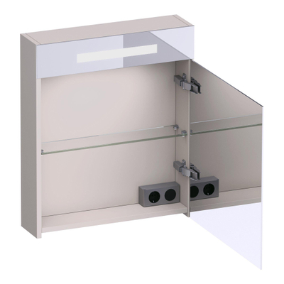 BRAUER Promise Deluxe spiegelkast – 59x70x15 cm – directe LED boven – rechtsdraaiende – Zand