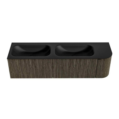 Mondiaz KURVE Badkamermeubelset - 165x46x40cm - 2 lade - 1 deur - wastafel solid surface - dubbel / links - 2 kraangaten - Shadow