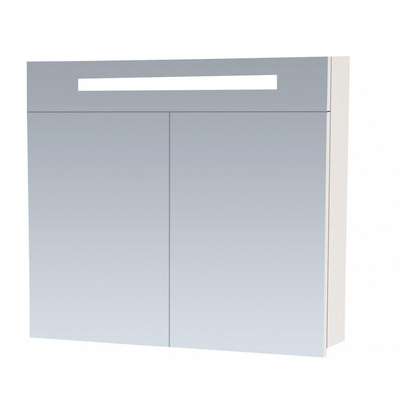 BRAUER Promise spiegelkast - 80x70x15cm - met directe verlichting - 2 enkelzijdige spiegeldeuren - hoogglans wit