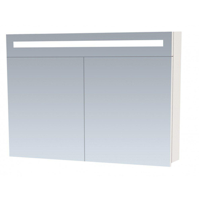 Saniclass 2.0 Spiegelkast - 100x70x15cm - verlichting geintegreerd - 2 links- en rechtsdraaiende spiegeldeuren - MDF - hoogglans wit