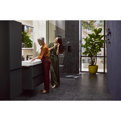 Hansgrohe Xelu Q Armoire haute - 165x40x35cm - 2 portes - poignée noir mat - fermeture douce - charnière à gauche - diamond matt grey
