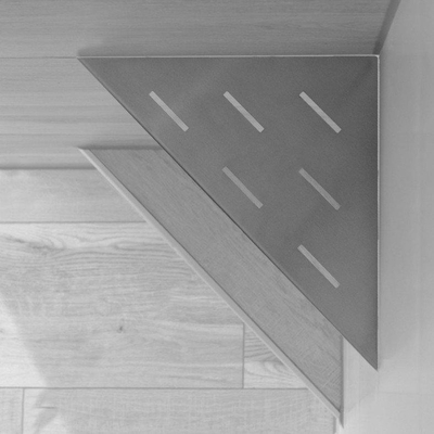 Looox Corner Shelf Tablette murale d’angle 30x22cm inox brossé SECOND CHOIX
