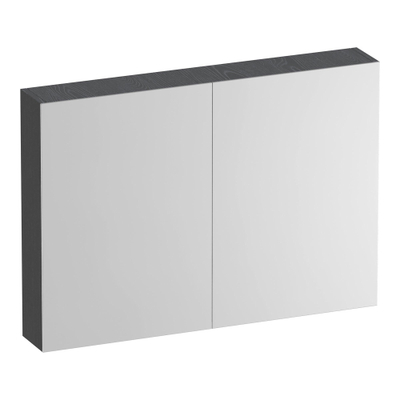 BRAUER Impress Deluxe armoire de toilette - 100x70x15cm - éclairage interne et externe - 2 portes miroir double face - Gris Bois
