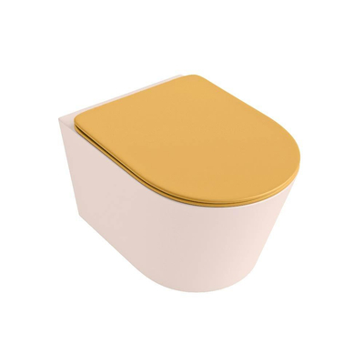 MONDIAZ LAVIE wandclosetpack - 36x53cm - diepspoel - rimless - Rosee (roze) - softclose - quick-release - toiletzitting - Ocher (geel)