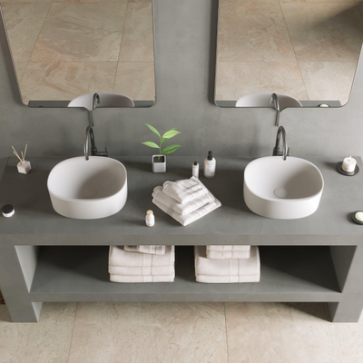 Ideavit Solidcliff-40 Vasque à poser Ovale 40x35x12,5cm Solid Surface Blanc mat