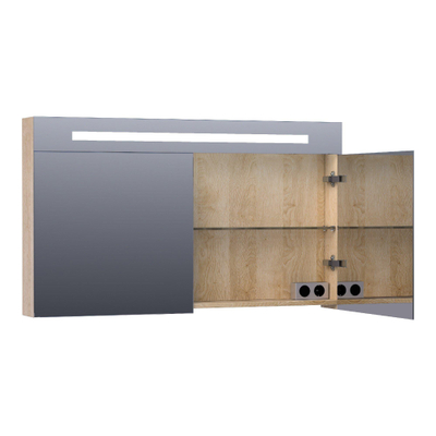 BRAUER Promise Deluxe spiegelkast - 120x70x15cm - met directe verlichting - 2 dubbelzijdige spiegeldeuren - Sunlit