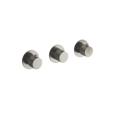 Hotbath Cobber X afbouwdeel voor douchethermostaat met 2 stopkranen horizontaal/verticaal geborsteld nikkel