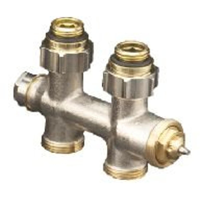 Oventrop Multiblock Bloc inférieur en T 2 tuyaux 1/2 droit Kvs = 0,75 m3/h