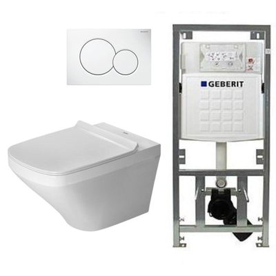 Duravit Durastyle toiletset met inbouwreservoir geberit toiletzitting met softclose en sigma01 bedieningsplaat wit