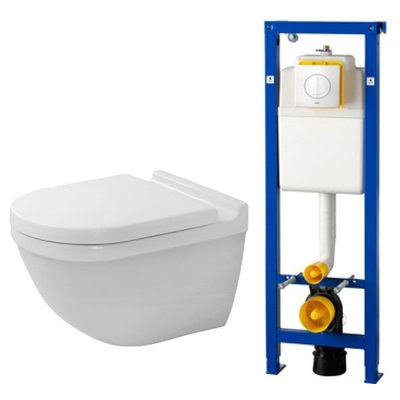 Duravit Starck 3 Toiletset - met inbouwreservoir wisa toiletzitting - met softclose en argos bedieningsplaat - wit