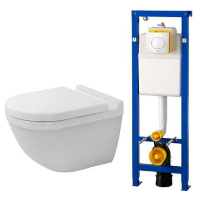 Duravit Starck 3 toiletset met inbouwreservoir wisa toiletzitting met softclose en argos bedieningsplaat wit