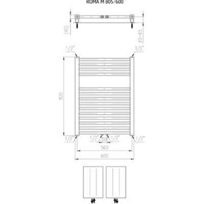 Plieger Roma M designradiator horizontaal middenaansluiting 805x600mm 458W wit
