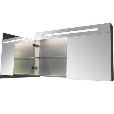 BRAUER Promise Deluxe spiegelkast - 120x70x15cm - met directe verlichting - 2 dubbelzijdige spiegeldeuren - hoogglans wit