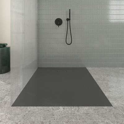 Villeroy & Boch Ecora douchebak - 140x100x3.5cm - afvoer korte zijde - anthracite (antraciet)