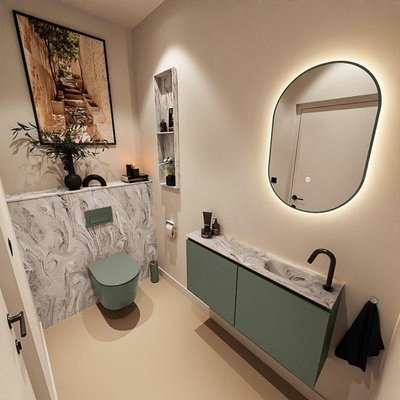MONDIAZ TURE-DLUX 100cm toiletmeubel Army. EDEN wastafel Glace positie rechts. Met 1 kraangat.