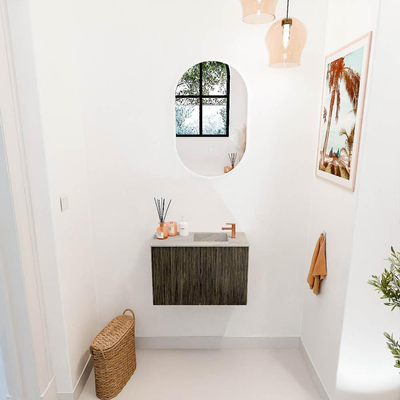 Mondiaz JOYA-DLUX 60cm toiletmeubel - kleur Shadow - Wastafel FAYE positie Rechts 1 kraangat kleur Glace.