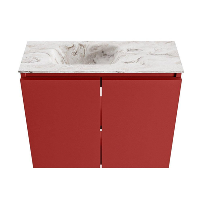 MONDIAZ TURE-DLUX 60cm toiletmeubel Fire. EDEN wastafel Glace positie links. Met 1 kraangat.