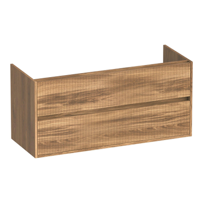 BRAUER Adore Wavy wastafelonderkast 120 2 softclose lades - greeploos - 2 sifon uitsparingen - Honey